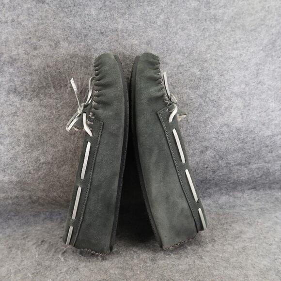 Cabelas Shoes Womens 9 Slippers Moccasin Slip On Comfort Loungewear Leather Grey - Picture 10 of 14